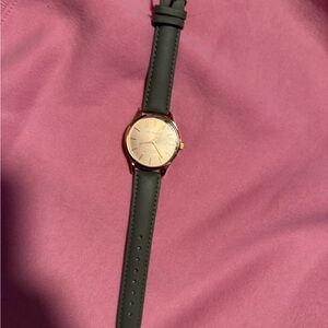 Rose Gold Women's Watch with Black Strap